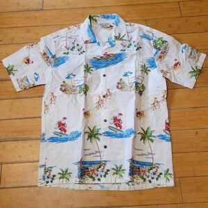 Vtg Pacific Legend Santa Clause Button Down Short Sleeve Shirt Men XL